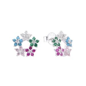 Aretes Coronas Florales Multicolor