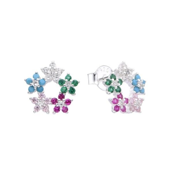 Aretes Coronas Florales Multicolor